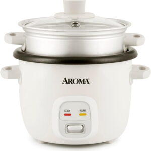 Rice Cooker, 2-Cup (Uncooked) / 4-Cup (Cooked), Steamer, Grain Cooker, Soup Maker, Oatmeal Cooker, Auto Keep Warm, 1 Qt, White, ARC-302-1NG
