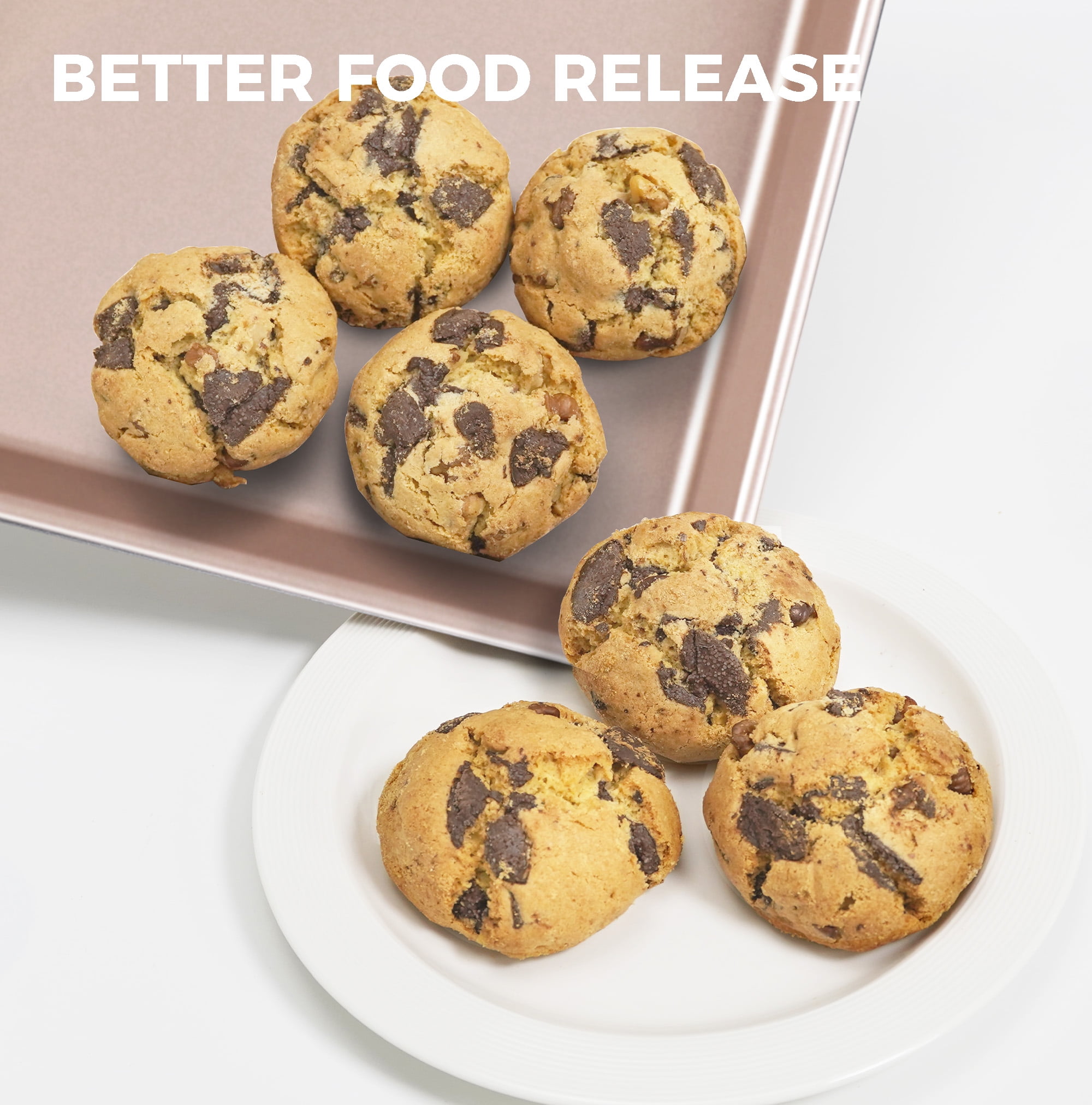 HONGBAKE 2 Pack 9.7"X7.6" Small Cookie Sheet, 57% Thicker Nonstick 1/8 Toaster Oven Pans, Heavy Duty Cookie Sheet Pan Set, Baking Sheet, Black - Image 21