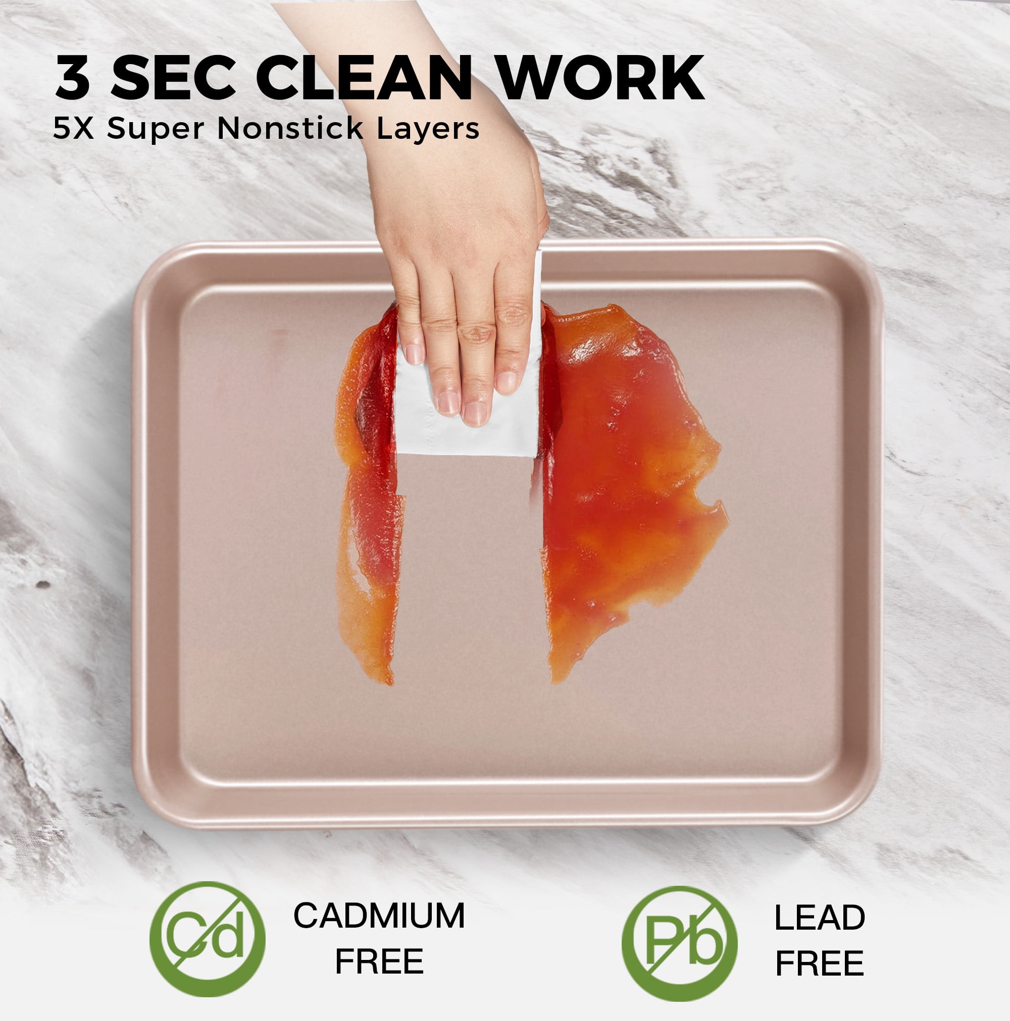 HONGBAKE 2 Pack 9.7"X7.6" Small Cookie Sheet, 57% Thicker Nonstick 1/8 Toaster Oven Pans, Heavy Duty Cookie Sheet Pan Set, Baking Sheet, Black - Image 23