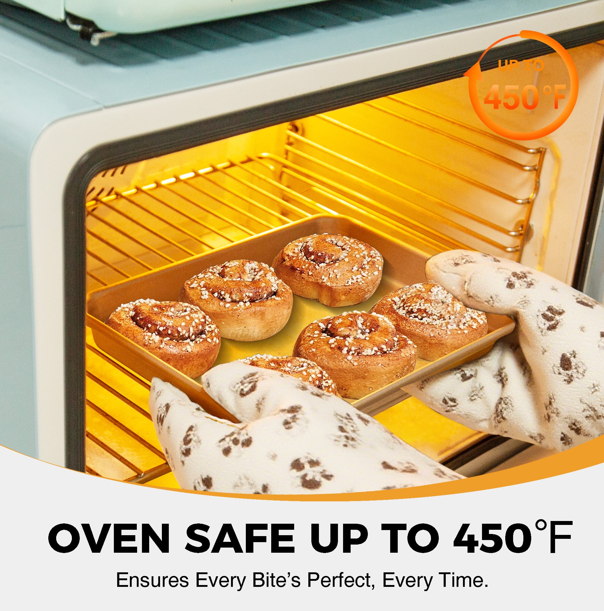 HONGBAKE 2 Pack 9.7"X7.6" Small Cookie Sheet, 57% Thicker Nonstick 1/8 Toaster Oven Pans, Heavy Duty Cookie Sheet Pan Set, Baking Sheet, Black - Image 25