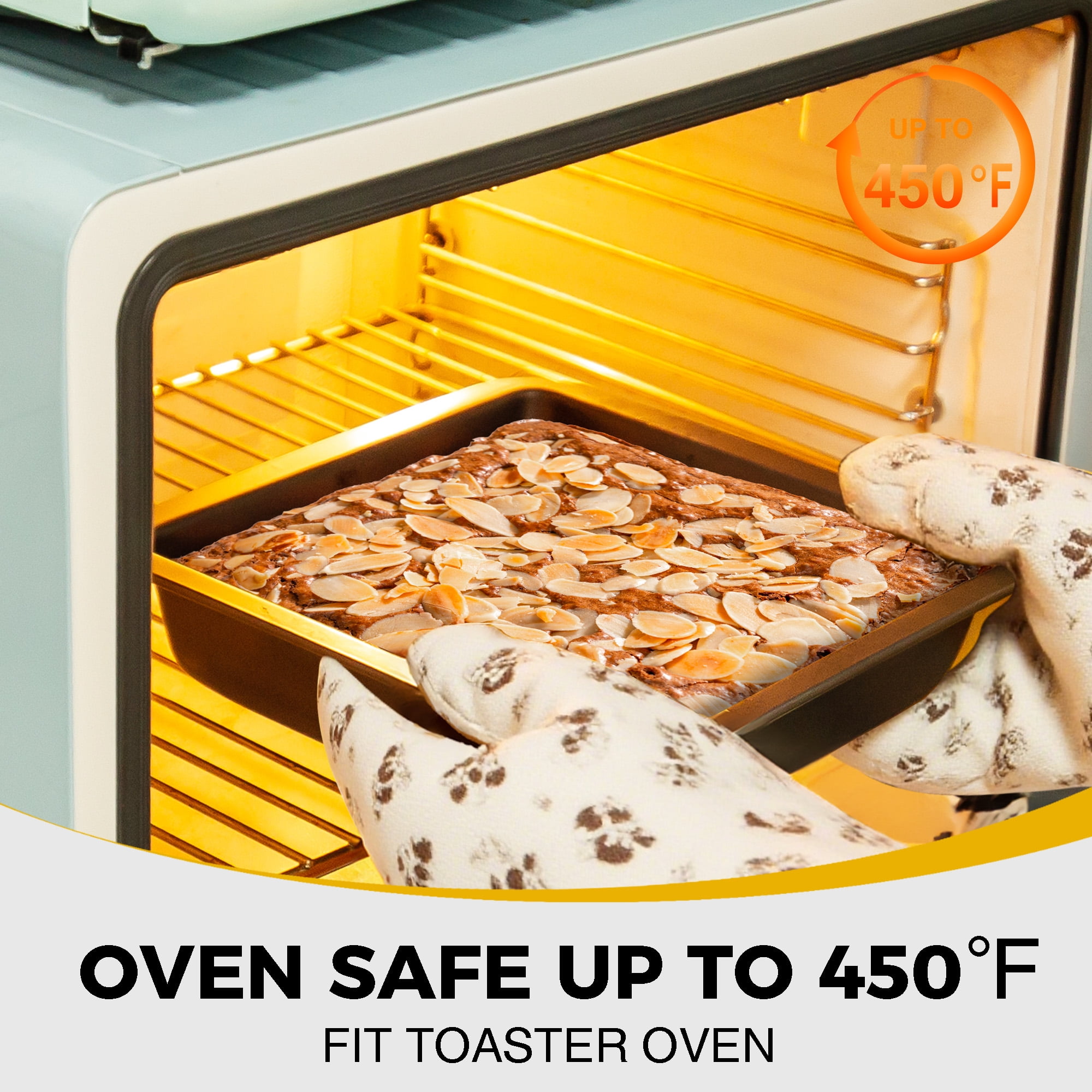 HONGBAKE 2 Pack 9.7"X7.6" Small Cookie Sheet, 57% Thicker Nonstick 1/8 Toaster Oven Pans, Heavy Duty Cookie Sheet Pan Set, Baking Sheet, Black - Image 31