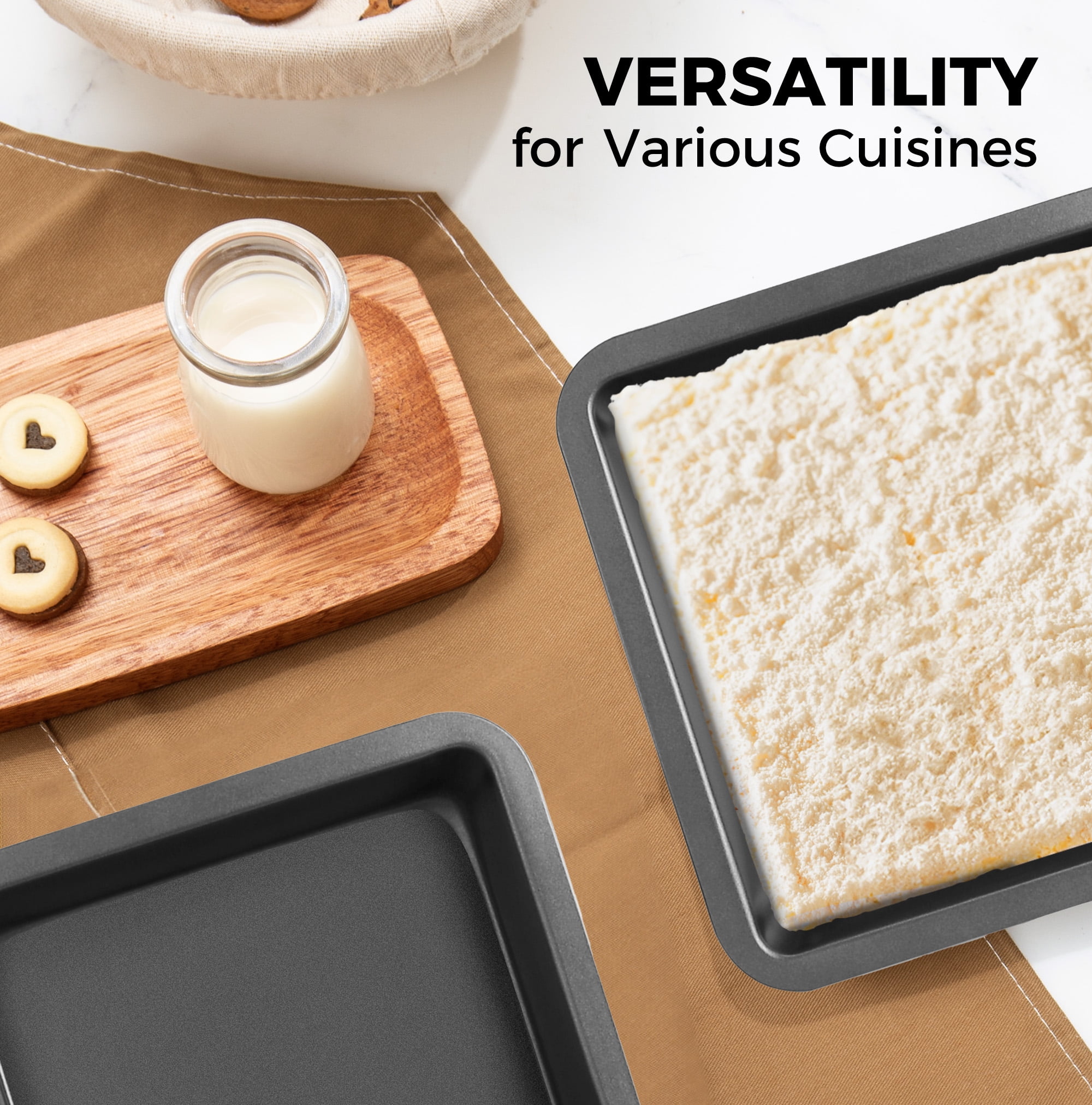 HONGBAKE 2 Pack 9.7"X7.6" Small Cookie Sheet, 57% Thicker Nonstick 1/8 Toaster Oven Pans, Heavy Duty Cookie Sheet Pan Set, Baking Sheet, Black - Image 32