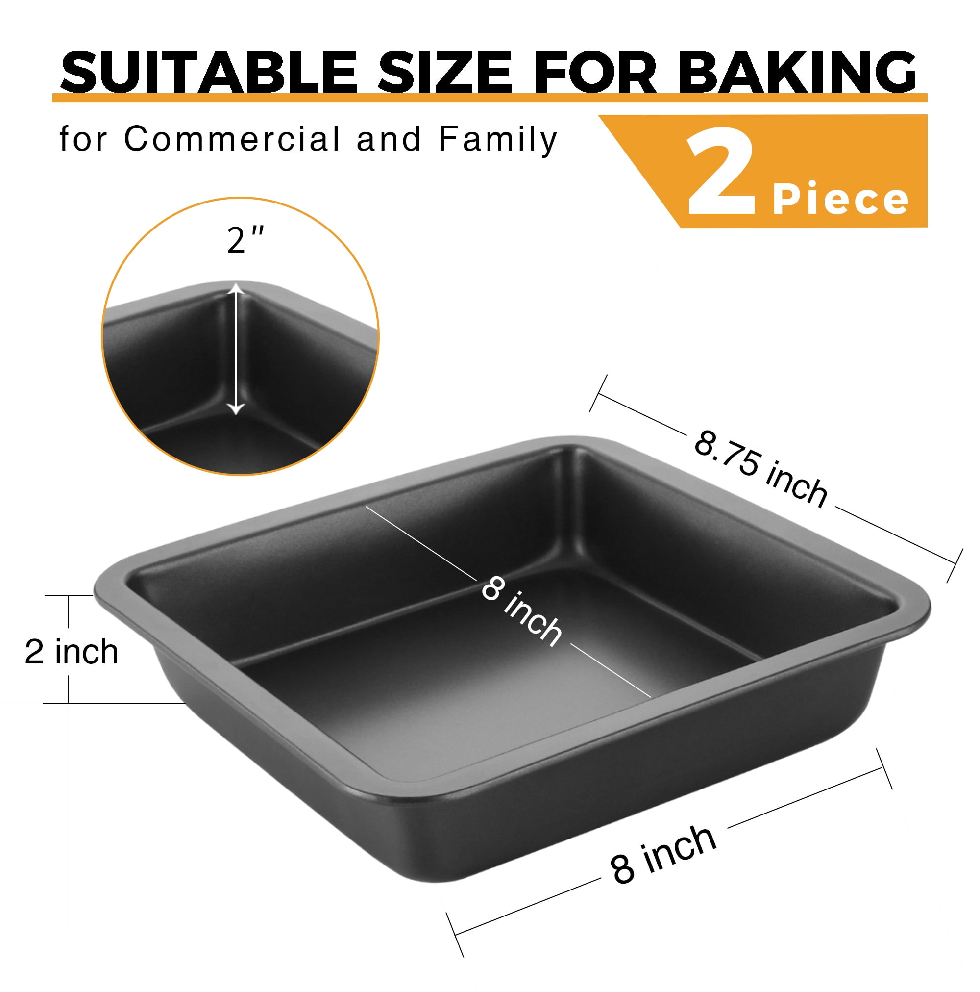 HONGBAKE 2 Pack 9.7"X7.6" Small Cookie Sheet, 57% Thicker Nonstick 1/8 Toaster Oven Pans, Heavy Duty Cookie Sheet Pan Set, Baking Sheet, Black - Image 33