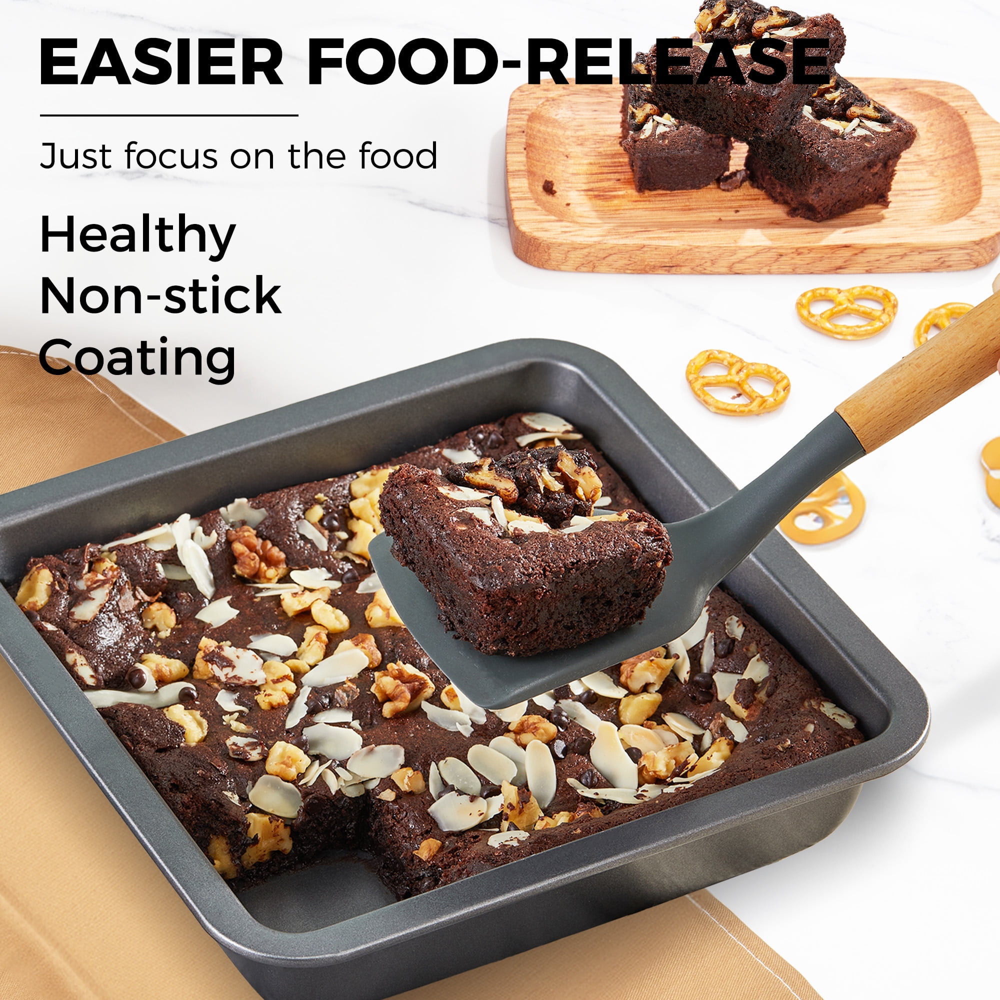 HONGBAKE 2 Pack 9.7"X7.6" Small Cookie Sheet, 57% Thicker Nonstick 1/8 Toaster Oven Pans, Heavy Duty Cookie Sheet Pan Set, Baking Sheet, Black - Image 35