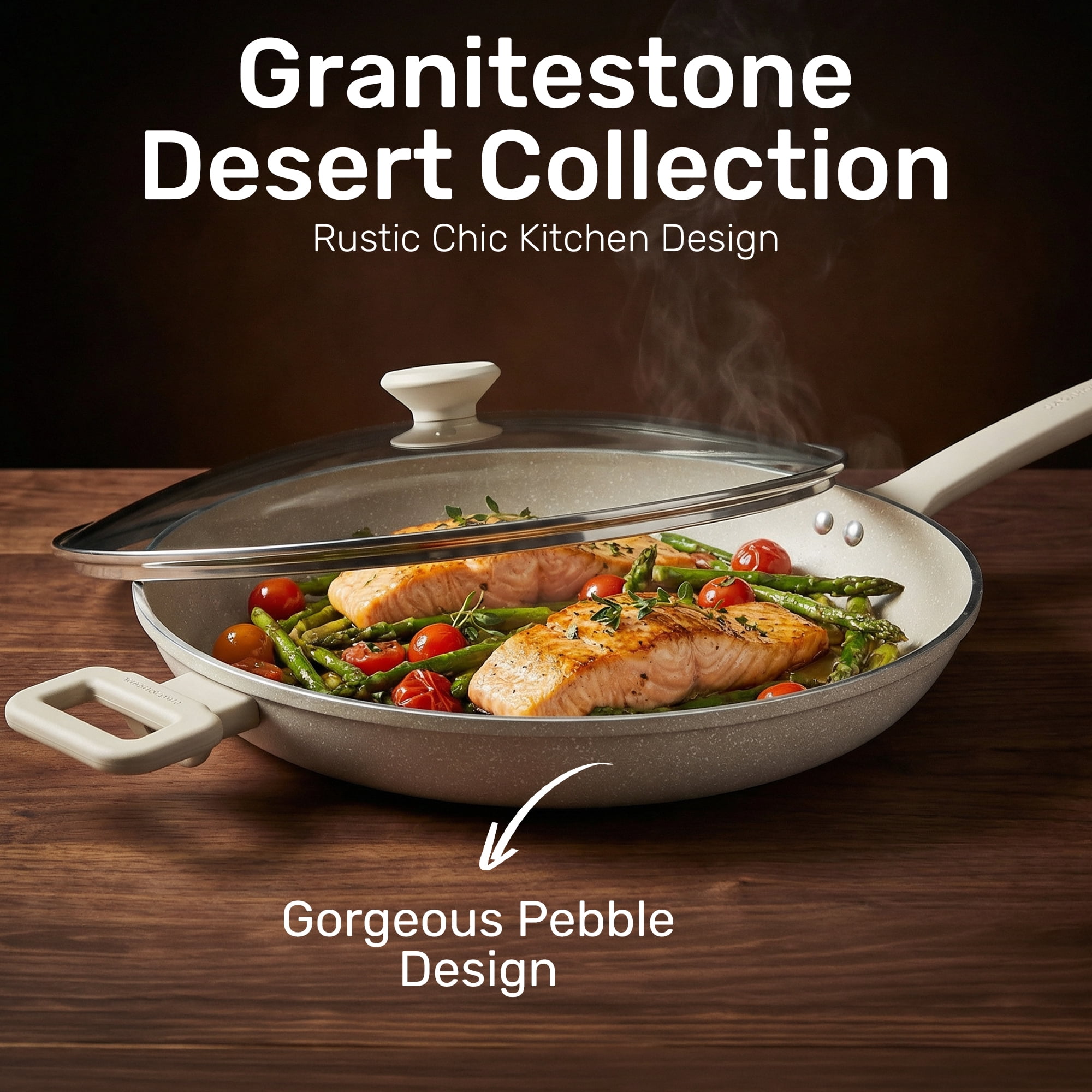 Granitestone 14 Inch Non Stick Frying Pans with Lid, Large Frying Pans Nonstick with Lid, Skillet with Helper Handle, Multipurpose Nonstick Frying Pan with Lid, Dishwasher Safe - Image 5