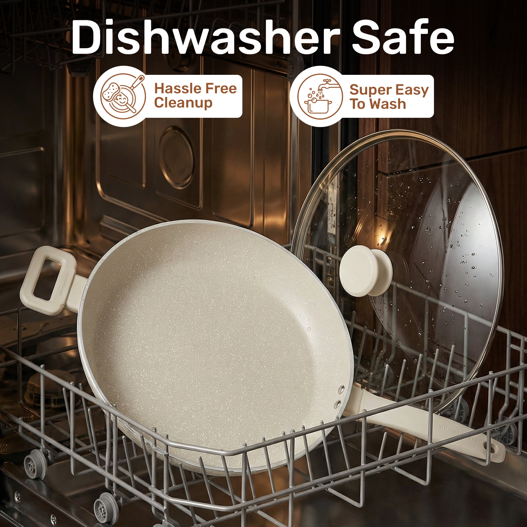 Granitestone 14 Inch Non Stick Frying Pans with Lid, Large Frying Pans Nonstick with Lid, Skillet with Helper Handle, Multipurpose Nonstick Frying Pan with Lid, Dishwasher Safe - Image 8