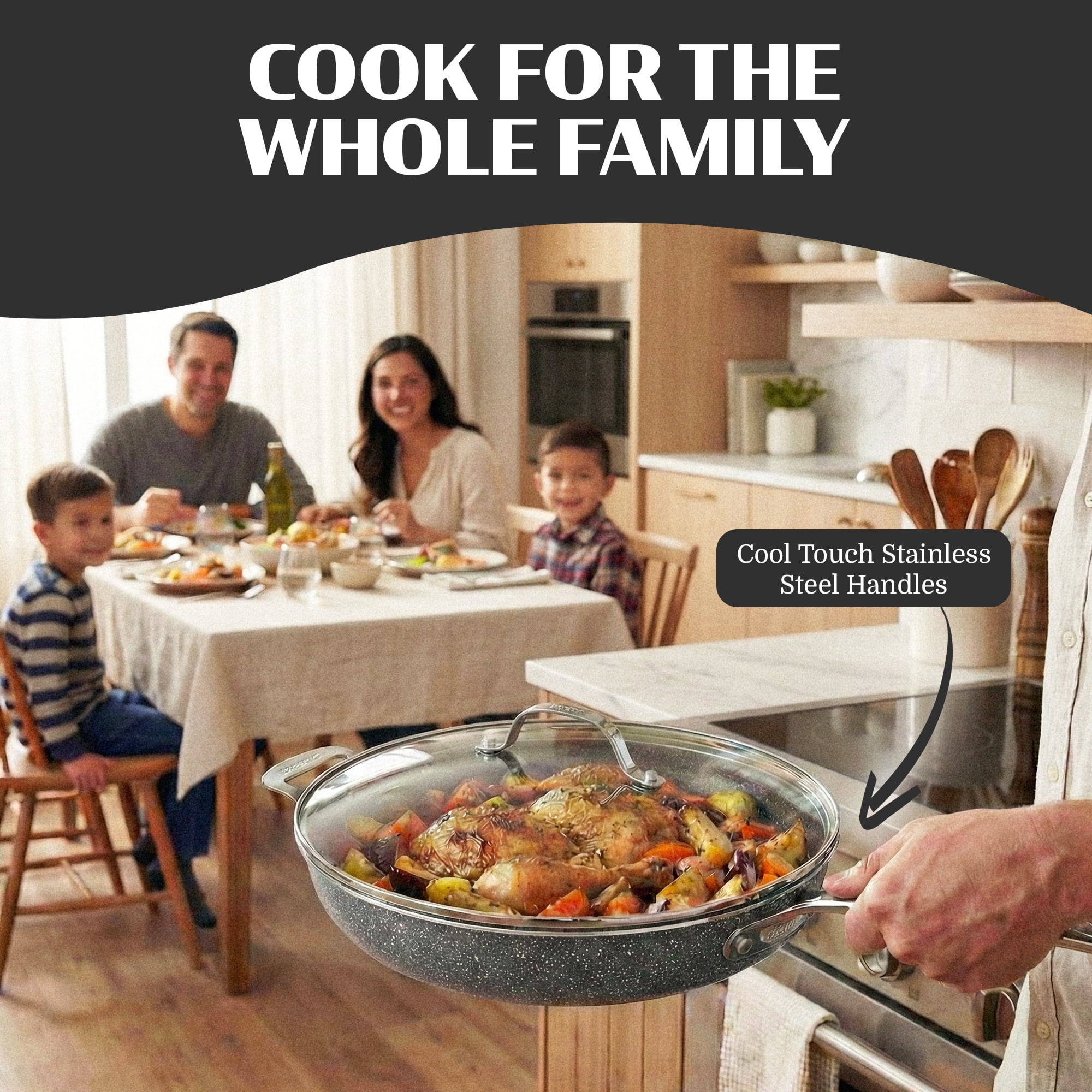 Granitestone 14 Inch Non Stick Frying Pans with Lid, Large Frying Pans Nonstick with Lid, Skillet with Helper Handle, Multipurpose Nonstick Frying Pan with Lid, Dishwasher Safe - Image 12