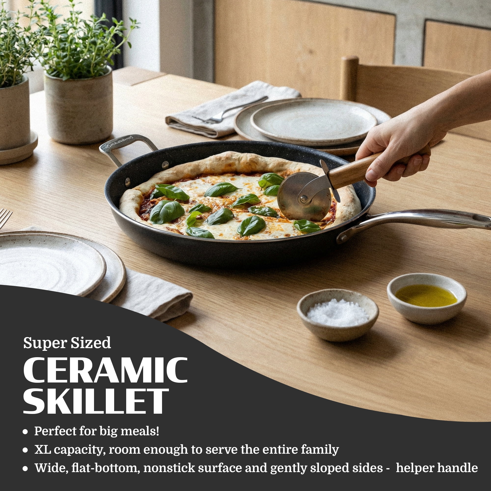 Granitestone 14 Inch Non Stick Frying Pans with Lid, Large Frying Pans Nonstick with Lid, Skillet with Helper Handle, Multipurpose Nonstick Frying Pan with Lid, Dishwasher Safe - Image 14