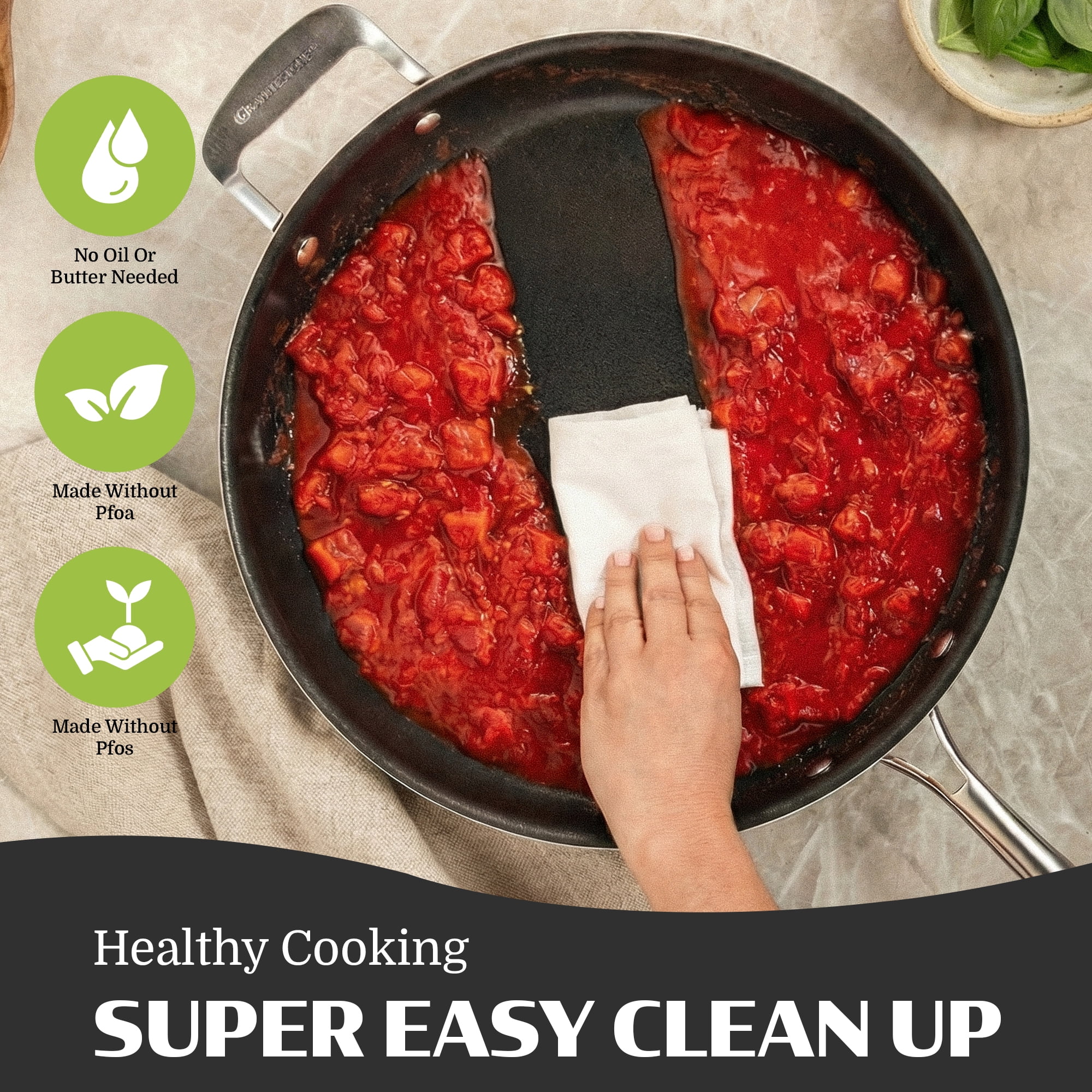 Granitestone 14 Inch Non Stick Frying Pans with Lid, Large Frying Pans Nonstick with Lid, Skillet with Helper Handle, Multipurpose Nonstick Frying Pan with Lid, Dishwasher Safe - Image 15