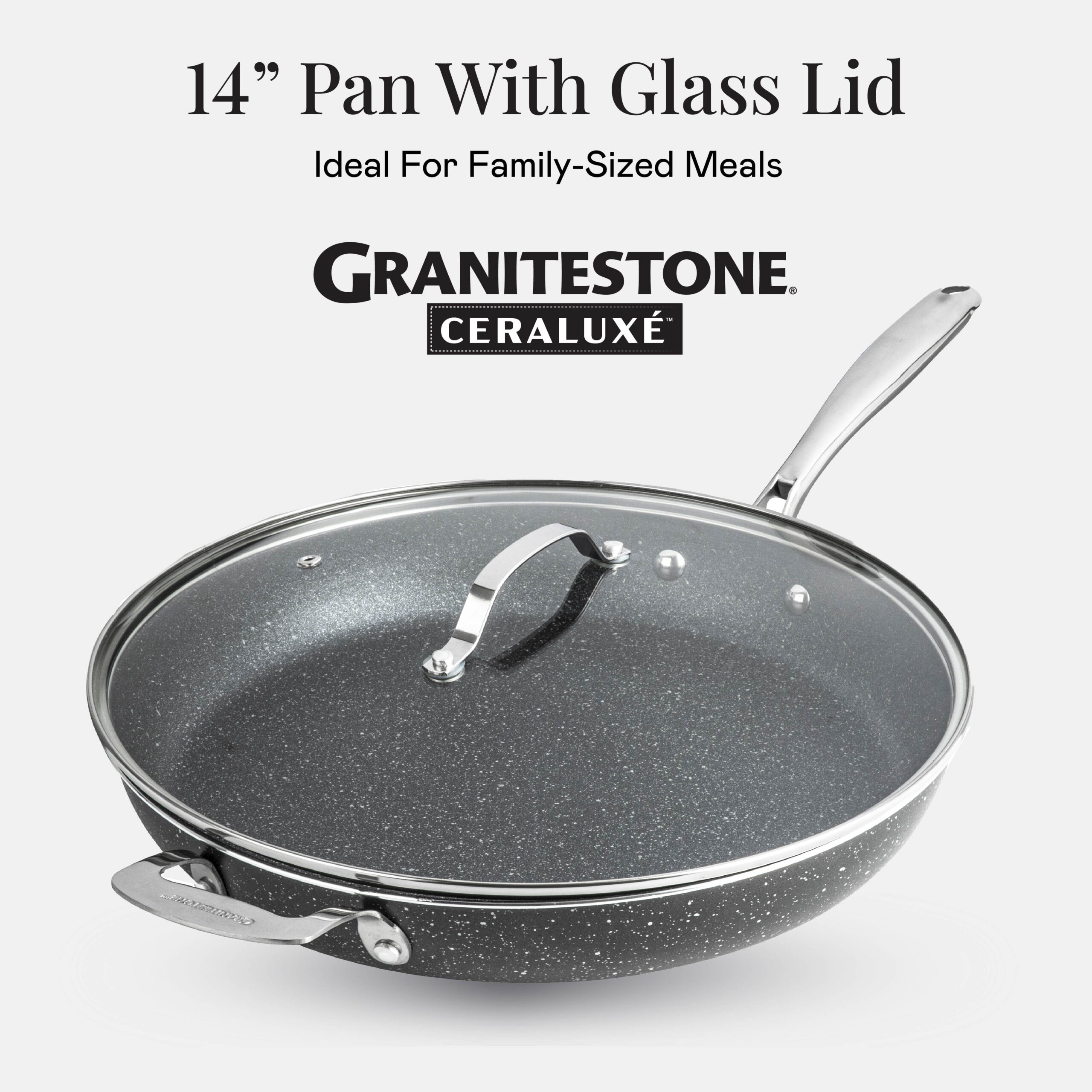Granitestone 14 Inch Non Stick Frying Pans with Lid, Large Frying Pans Nonstick with Lid, Skillet with Helper Handle, Multipurpose Nonstick Frying Pan with Lid, Dishwasher Safe - Image 18
