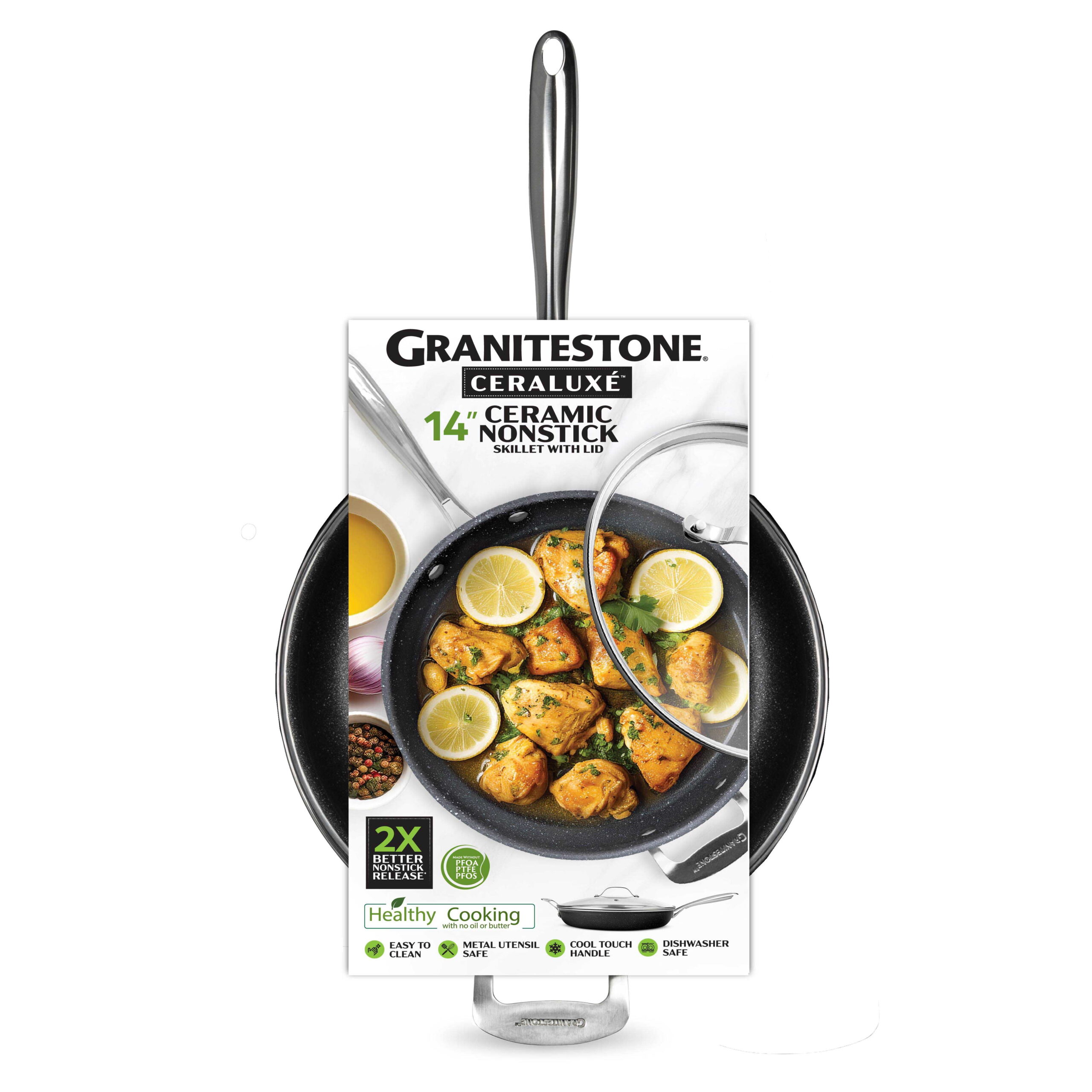 Granitestone 14 Inch Non Stick Frying Pans with Lid, Large Frying Pans Nonstick with Lid, Skillet with Helper Handle, Multipurpose Nonstick Frying Pan with Lid, Dishwasher Safe - Image 19