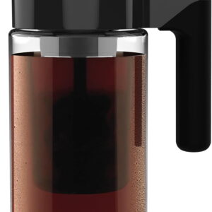 Takeya Glass Cold Brew Coffee Maker for Iced Coffee, Airtight Pitcher, 1 Quart, Black Lid and Handle
