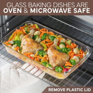 COOK WITH COLOR 8-Pc Glass Baking Dish Set with Lids, Microwave-Safe Glass Bakeware Set, Brown