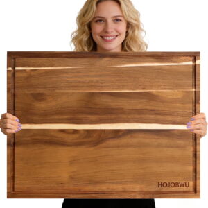 HOJOBWU 24x18 Acacia Wood Cutting Board, Large Wooden Butcher Block with Juice Groove and Handles for Kitchen Prep