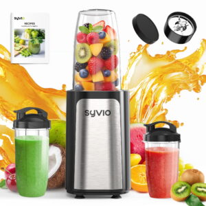 Syvio Smoothie Blender for Shakes and Smoothies, 14 Pieces Personal Blender, 3 Portal Cups, BPA-Free Juice Blender Set