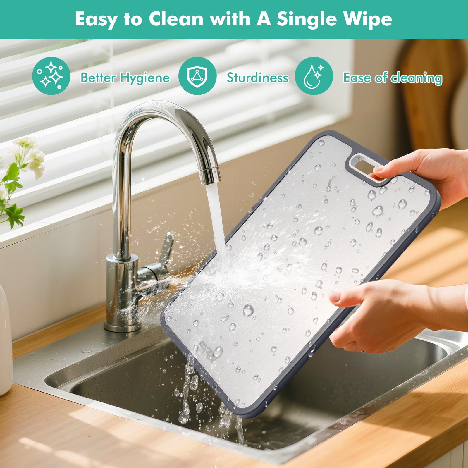 Titanium Cutting Board for Kitchen, Cutting Board Double Sided Food Grade, Pure Titanium and Wheat Straw PP, Easy to Clean Large Size 16”×11” - Image 5