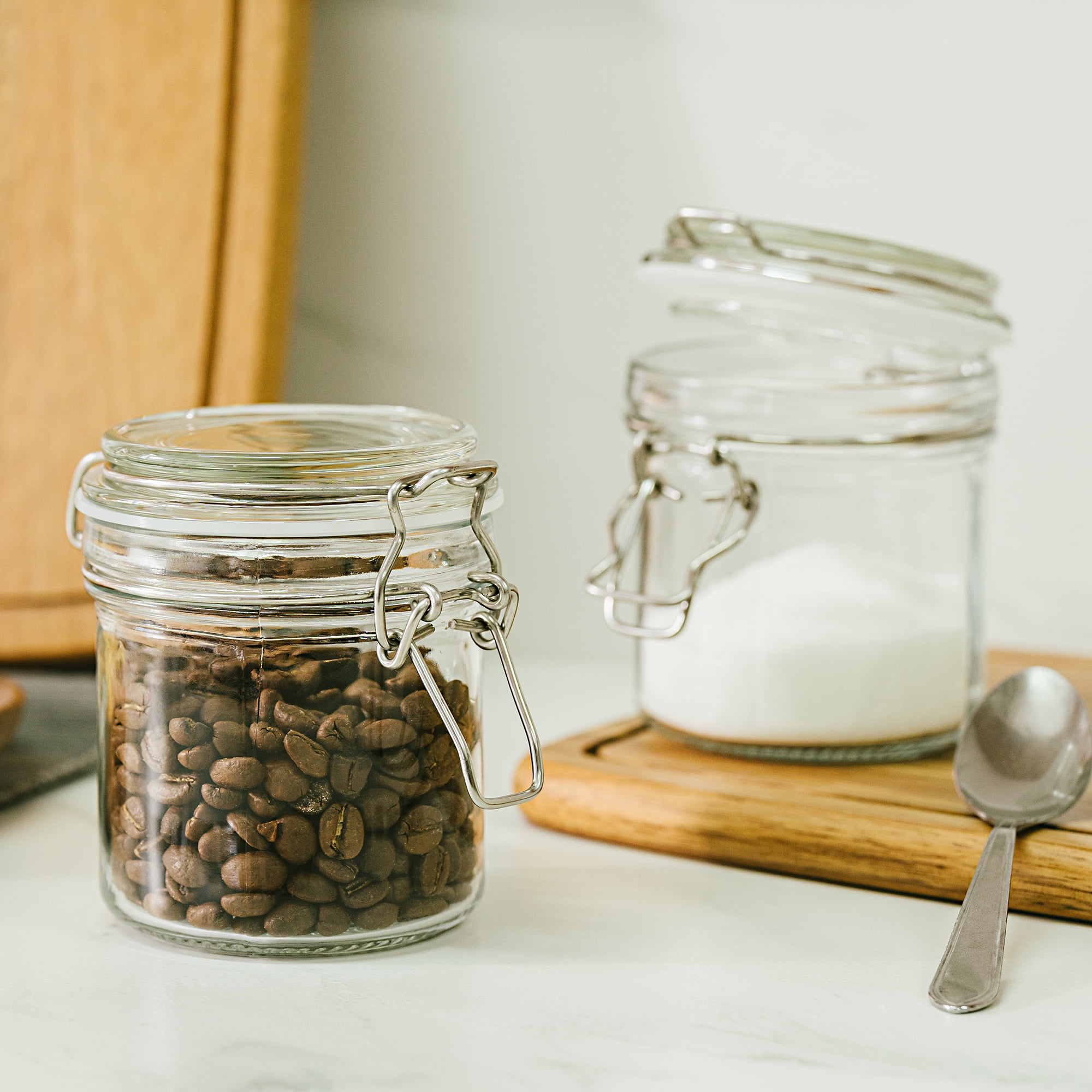 Mainstays 9.4 oz Glass Airtight Food Storage Jar Canister with Locking Lid, Kitchen Pantry Storage Container for Spices, Seasonings and Dry Food - Image 4