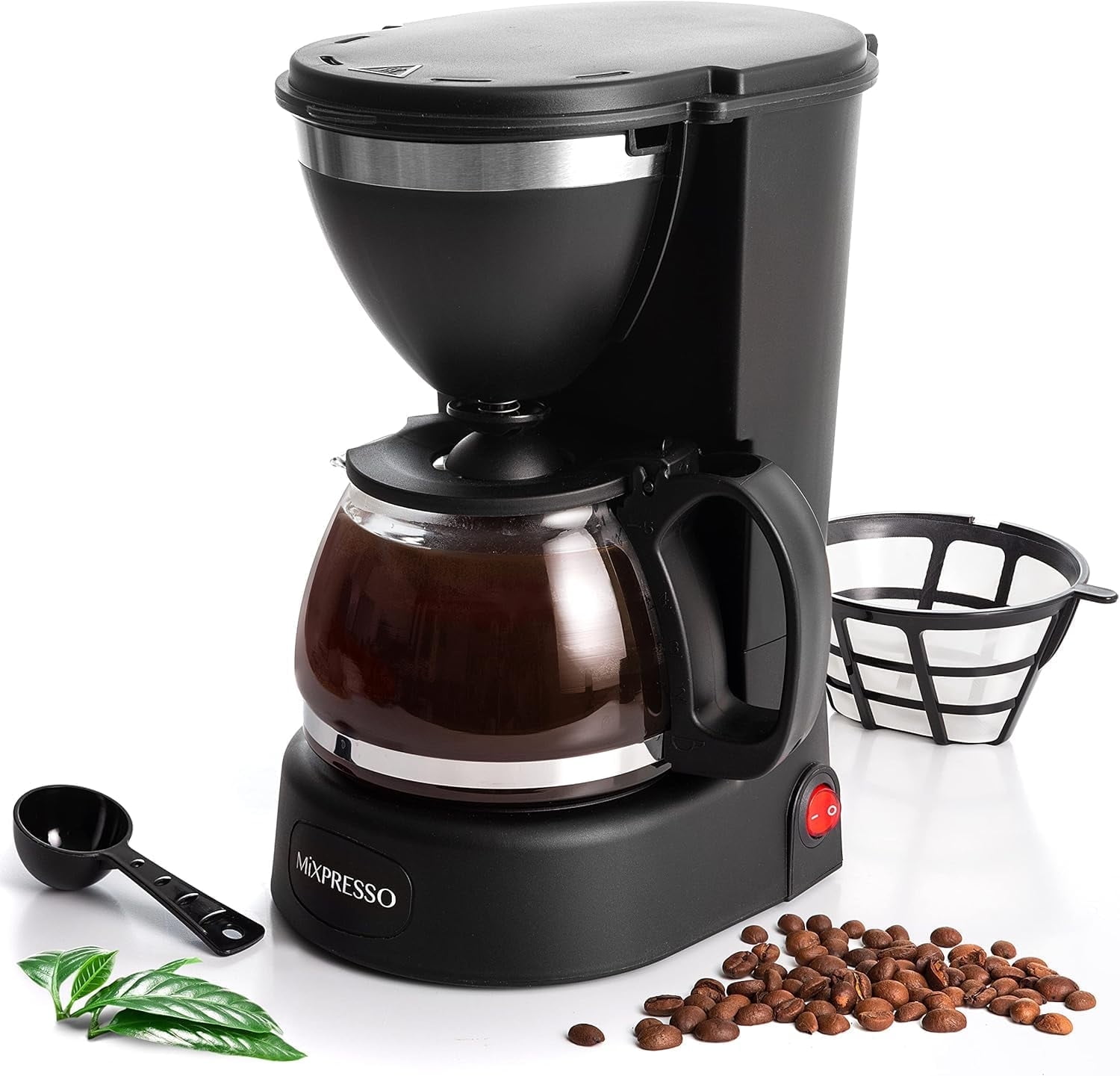 Mixpresso 12 Cup Coffee Pot, Auto-Off & Reusable Filter, Large Drip Coffee Maker 12 Cup Borosilicate Glass Carafe, Anti-Drip Coffee Machine Water Level Window, Black Electric Coffee Maker - Image 8