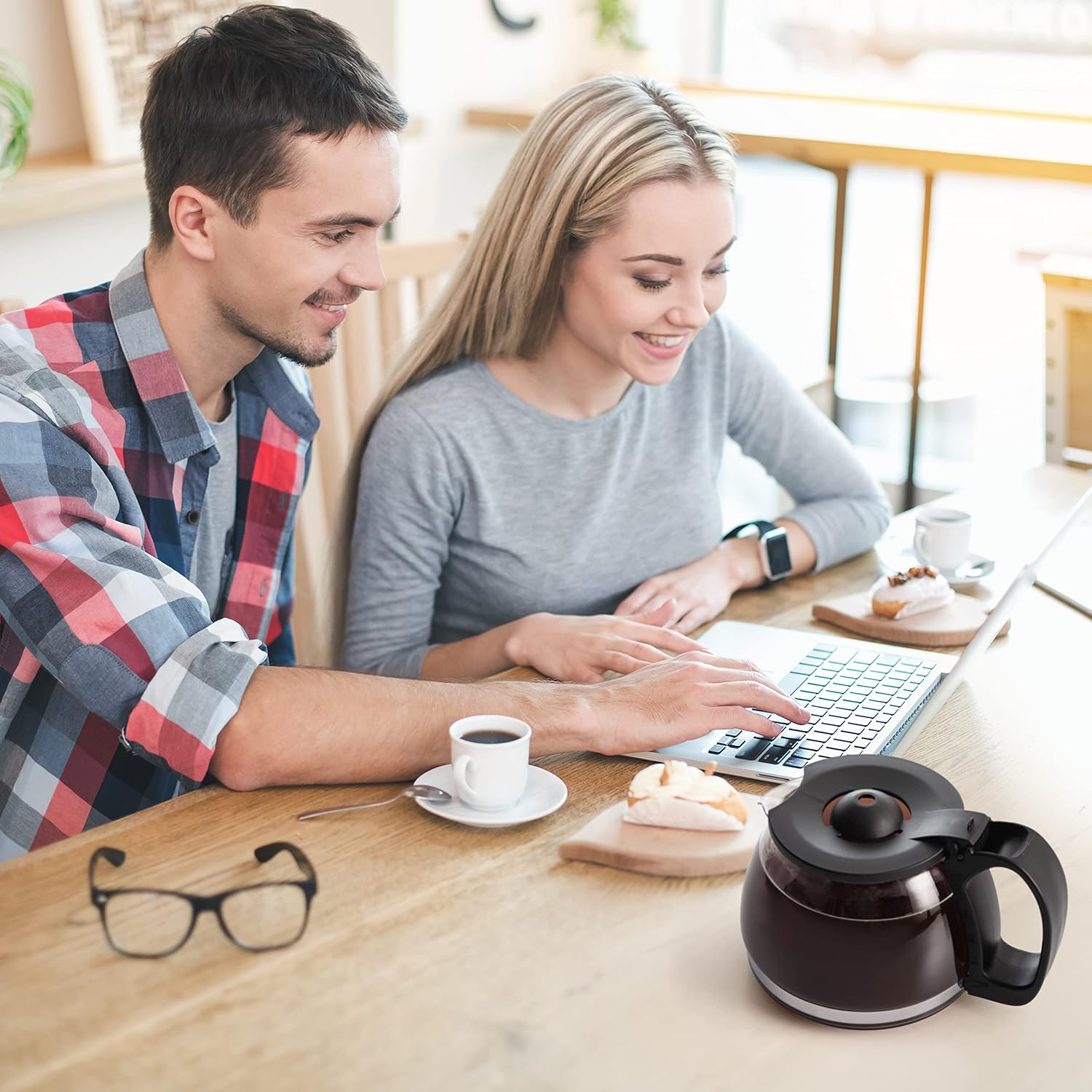 Mixpresso 12 Cup Coffee Pot, Auto-Off & Reusable Filter, Large Drip Coffee Maker 12 Cup Borosilicate Glass Carafe, Anti-Drip Coffee Machine Water Level Window, Black Electric Coffee Maker - Image 11