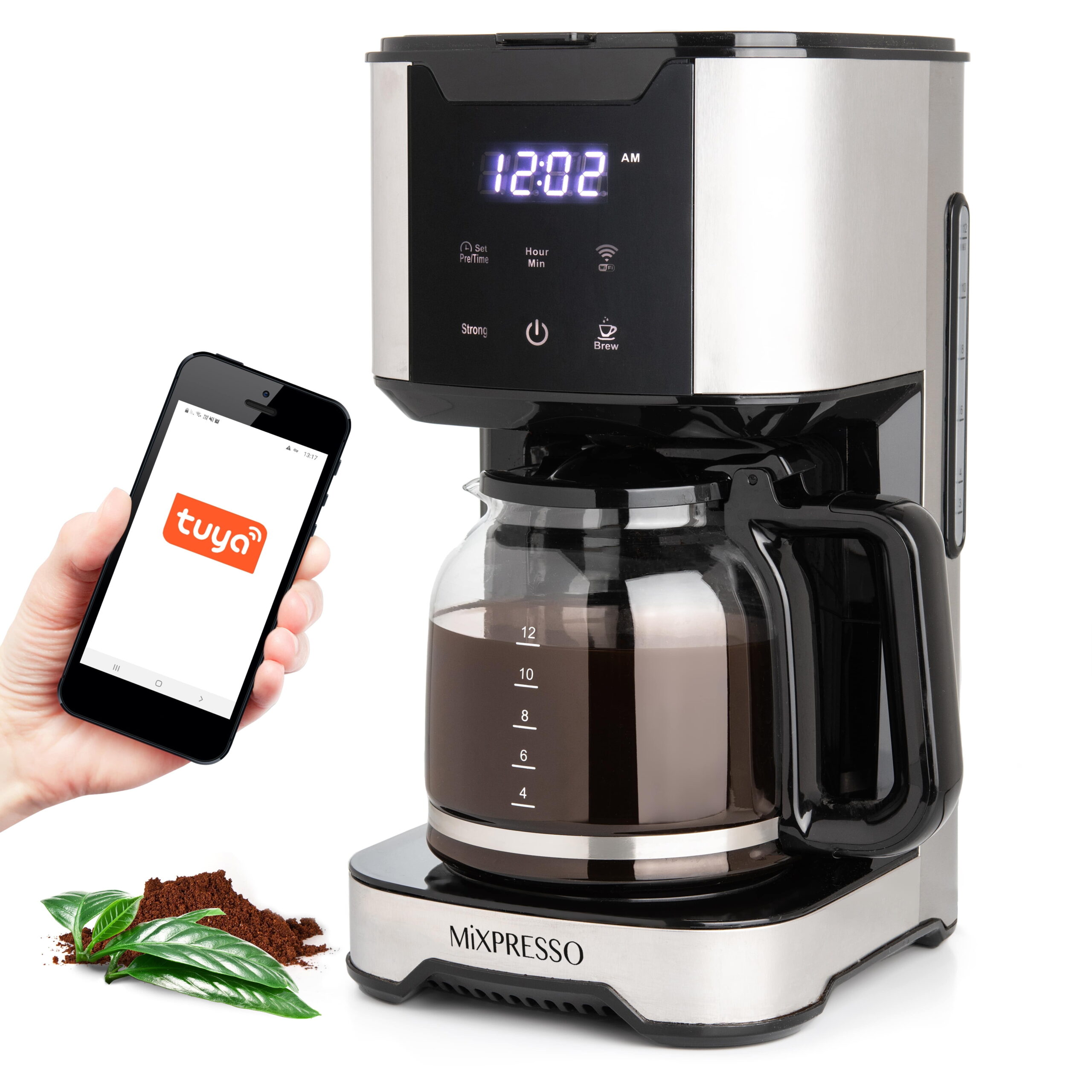 Mixpresso 12 Cup Coffee Pot, Auto-Off & Reusable Filter, Large Drip Coffee Maker 12 Cup Borosilicate Glass Carafe, Anti-Drip Coffee Machine Water Level Window, Black Electric Coffee Maker - Image 32