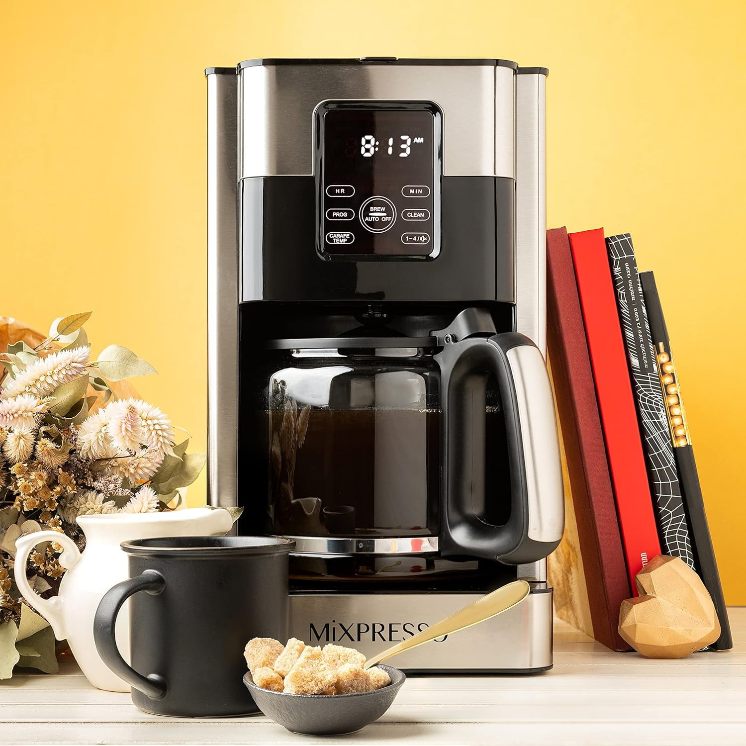 Mixpresso 12 Cup Coffee Pot, Auto-Off & Reusable Filter, Large Drip Coffee Maker 12 Cup Borosilicate Glass Carafe, Anti-Drip Coffee Machine Water Level Window, Black Electric Coffee Maker - Image 44