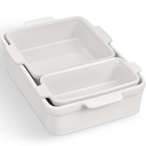 Best Choice Products 3-Piece Ceramic Bakeware Set, Stoneware Baking Dishes, Casserole Serving Set - Vanilla Buttercream