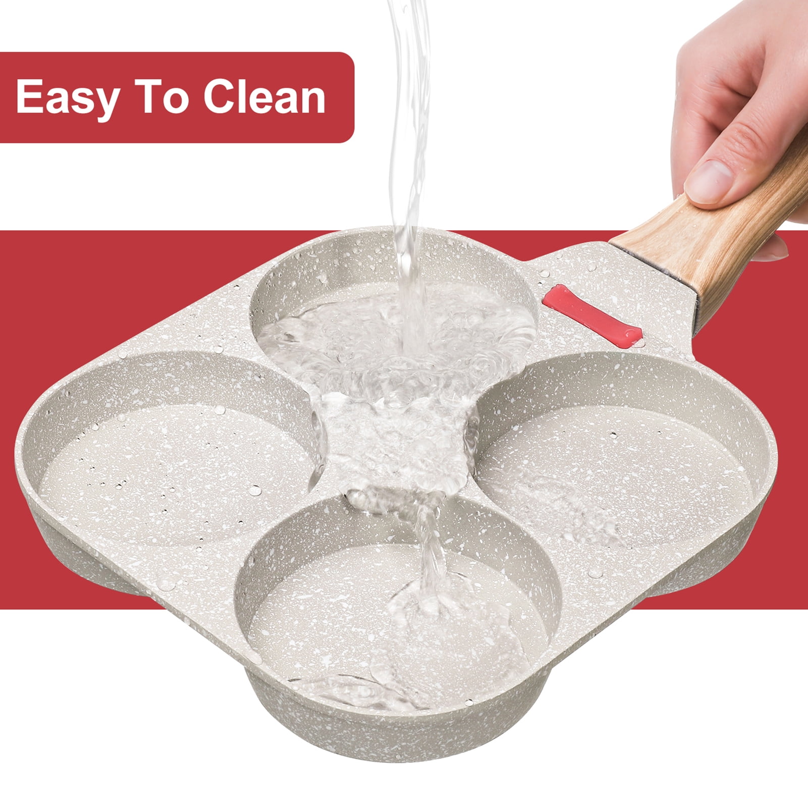 LUIISIS Egg Pan with Spatula, 4 Cup Healthy Granite Egg Frying Pan, Versatile Breakfast Skillet for Eggs, Pancakes, Plett, Crepes, Compatible with Gas Stove and Induction Cooktop - Image 4