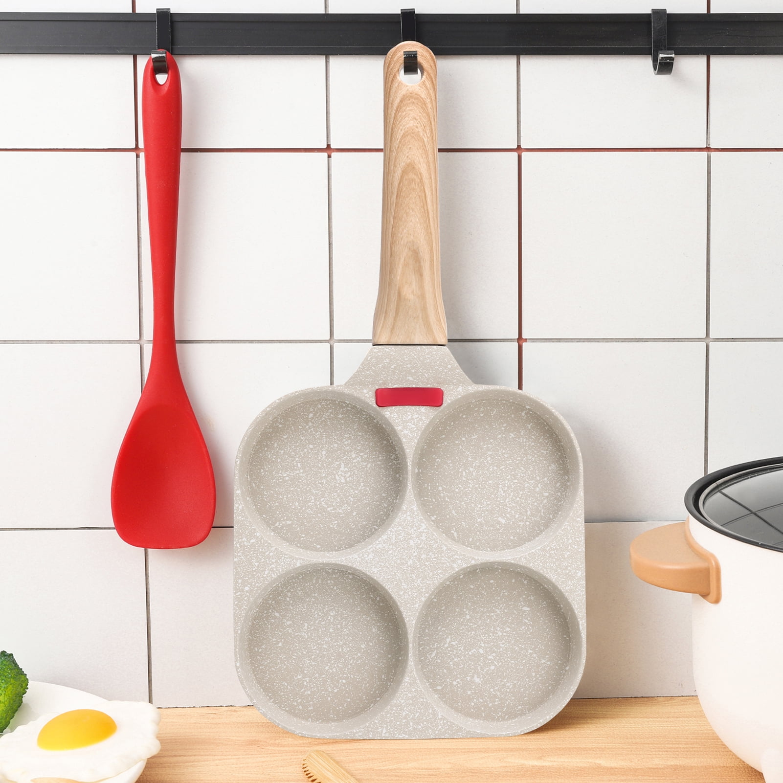 LUIISIS Egg Pan with Spatula, 4 Cup Healthy Granite Egg Frying Pan, Versatile Breakfast Skillet for Eggs, Pancakes, Plett, Crepes, Compatible with Gas Stove and Induction Cooktop - Image 6