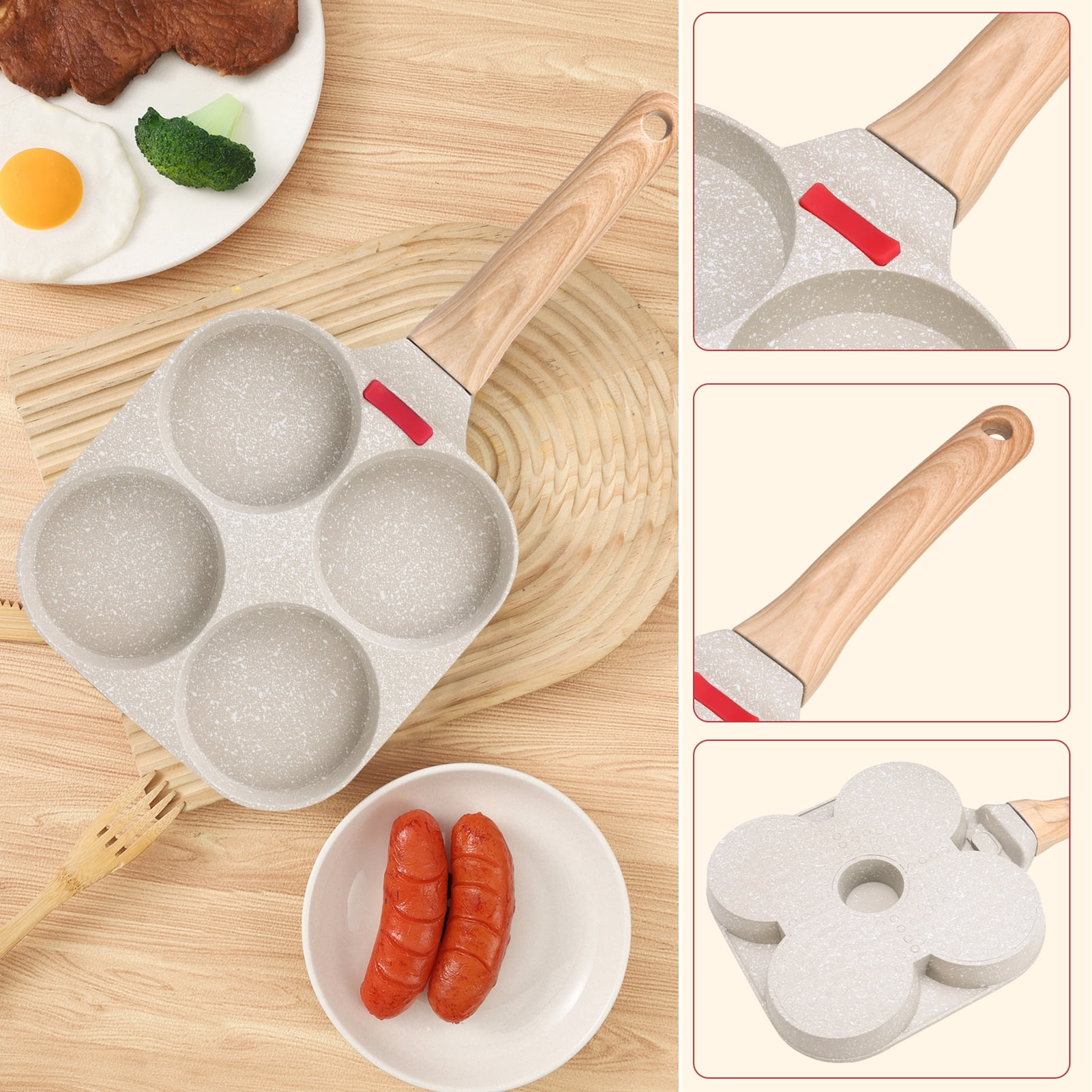 LUIISIS Egg Pan with Spatula, 4 Cup Healthy Granite Egg Frying Pan, Versatile Breakfast Skillet for Eggs, Pancakes, Plett, Crepes, Compatible with Gas Stove and Induction Cooktop - Image 7