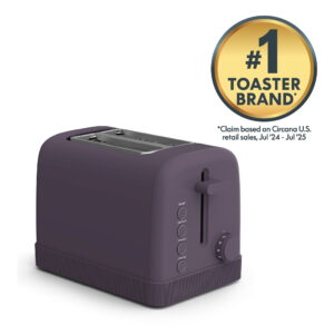 bella 2-Slice Toaster, 6 Setting Shade Control with Reheat, Cancel, Bagel & Defrost Buttons, Removable Crumb Tray, Anti Jam & Auto Shutoff, Plum