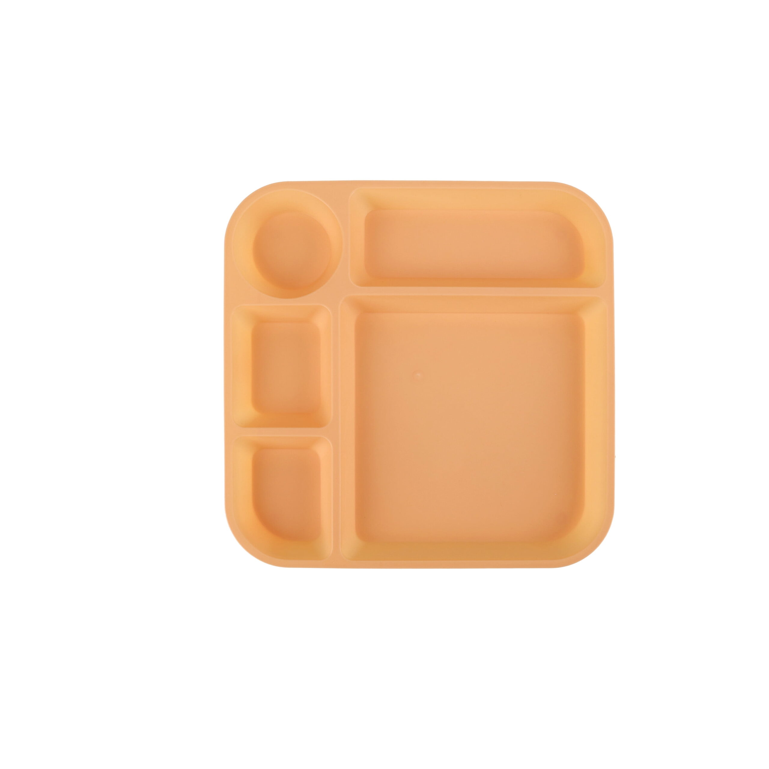 (4 pack) Your Zone 24-Piece Plastic Square Dinnerware Set for Kids with 4 Trays, Bowls, Plates, Cups, Forks, Spoons in Cream, Orange, Green, Blue - Image 4