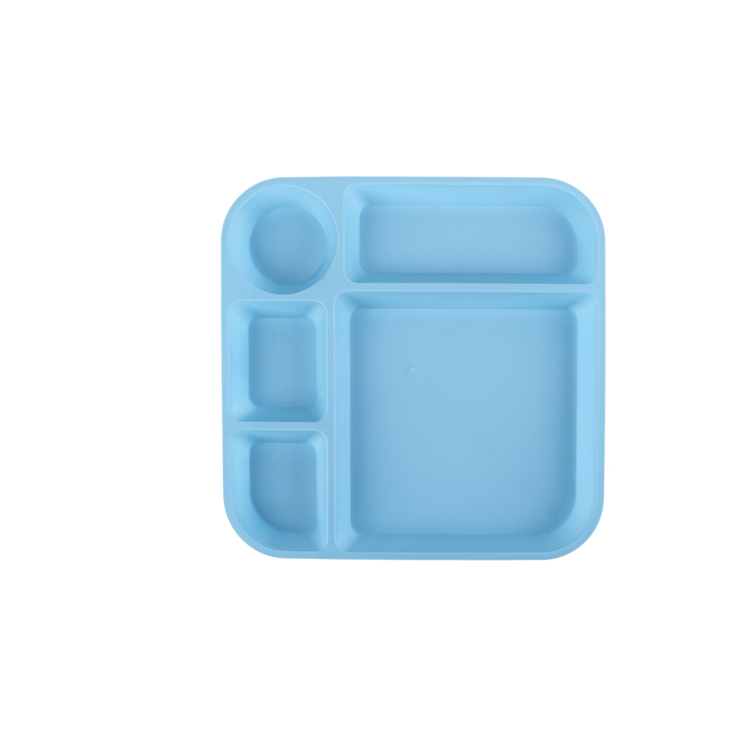 (4 pack) Your Zone 24-Piece Plastic Square Dinnerware Set for Kids with 4 Trays, Bowls, Plates, Cups, Forks, Spoons in Cream, Orange, Green, Blue - Image 7