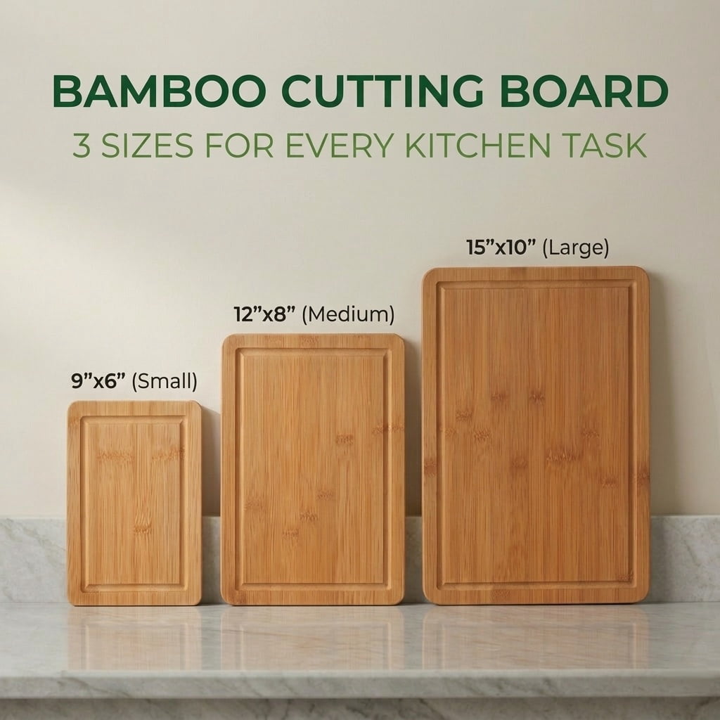 BEINGMATE Care Bamboo Cutting Board, Durable Wood Cutting Boards for Kitchen with Deep Juice Grooves & Built-in Handles (Brown 3Pack) - Image 3