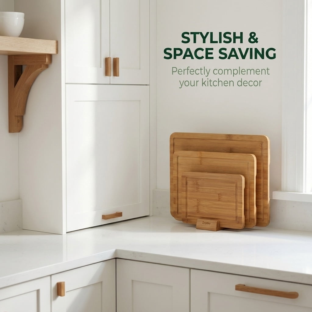 BEINGMATE Care Bamboo Cutting Board, Durable Wood Cutting Boards for Kitchen with Deep Juice Grooves & Built-in Handles (Brown 3Pack) - Image 4