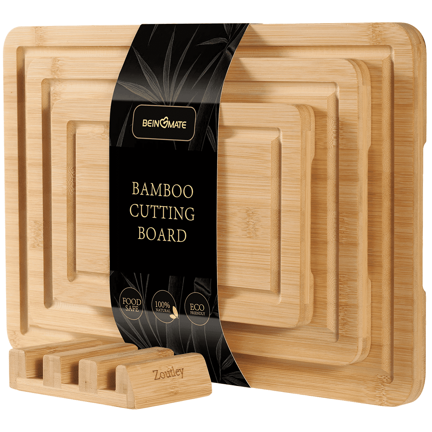 BEINGMATE Care Bamboo Cutting Board, Durable Wood Cutting Boards for Kitchen with Deep Juice Grooves & Built-in Handles (Brown 3Pack) - Image 8