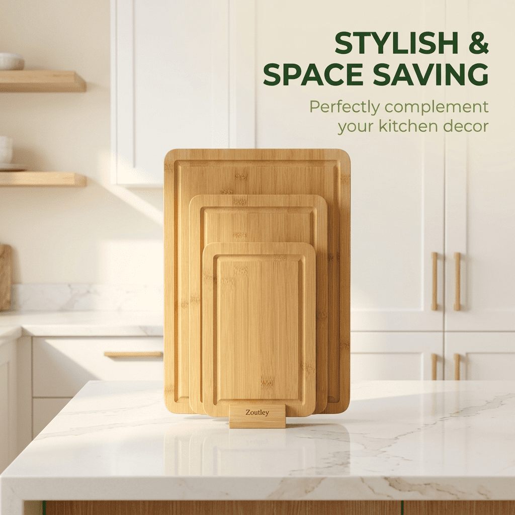 BEINGMATE Care Bamboo Cutting Board, Durable Wood Cutting Boards for Kitchen with Deep Juice Grooves & Built-in Handles (Brown 3Pack) - Image 10