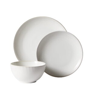 Better Homes & Gardens Sawyer 12-Piece Stoneware Dinnerware Set Cream