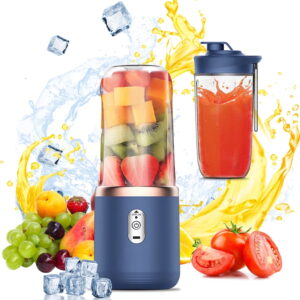 Personal Blender for Smoothies and Shakes, Portable Rechargeable Blender with 6 Stainless Steel Blades 2 × 13.5 oz Cups & 1 Lid for Home