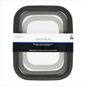 Mainstays Durable 6 Piece Plastic Food Storage Container Set, Mulit Size Pack, Well Suited to Refrigerator Organization, Meal Prep, and Leftovers