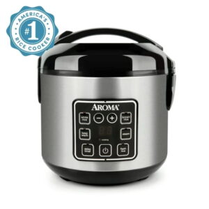 Restored Aroma 8-Cup (Cooked) Rice & Grain Cooker, Steamer, New Bonded Granite Coating (Refurbished)
