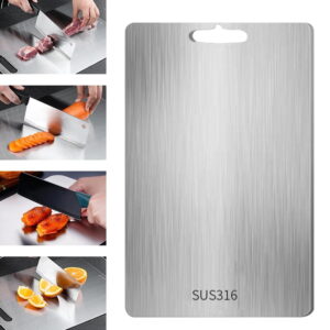 Titanium Cutting Board, Steel Cutting Boards For Kitchen, Double-Sided Stainless Steel Cutting Board 316 for Cutting Vegetables Meat (13 * 9 in)