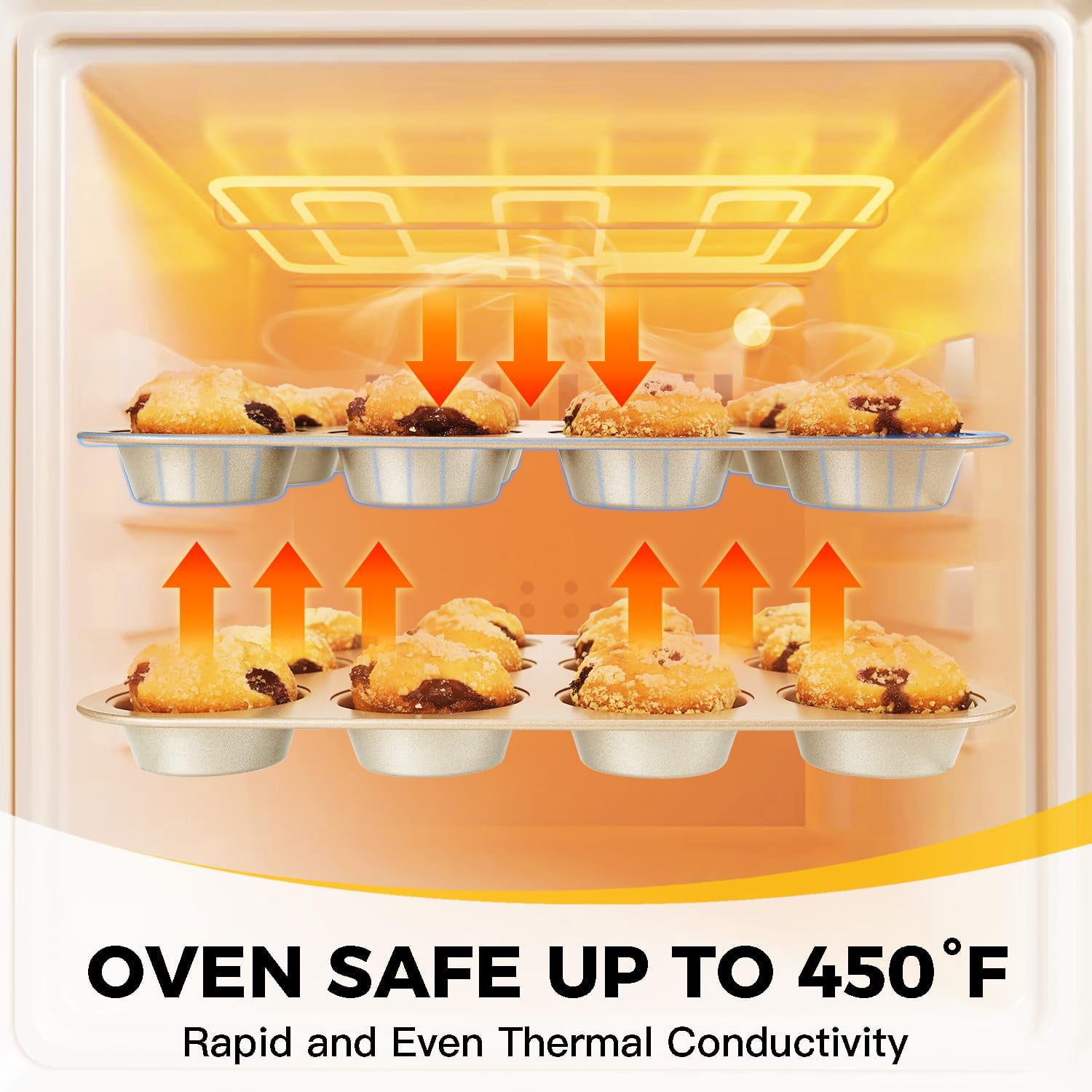 HONGBAKE Bakeware Sets, Baking Pans Set, Nonstick Oven Pan for Kitchen with Wider Grips, 10 Pieces Including Rack, Cookie Sheet, Cake Pans, Loaf Pan, Muffin Pan, Pizza Pan - Grey - Image 21