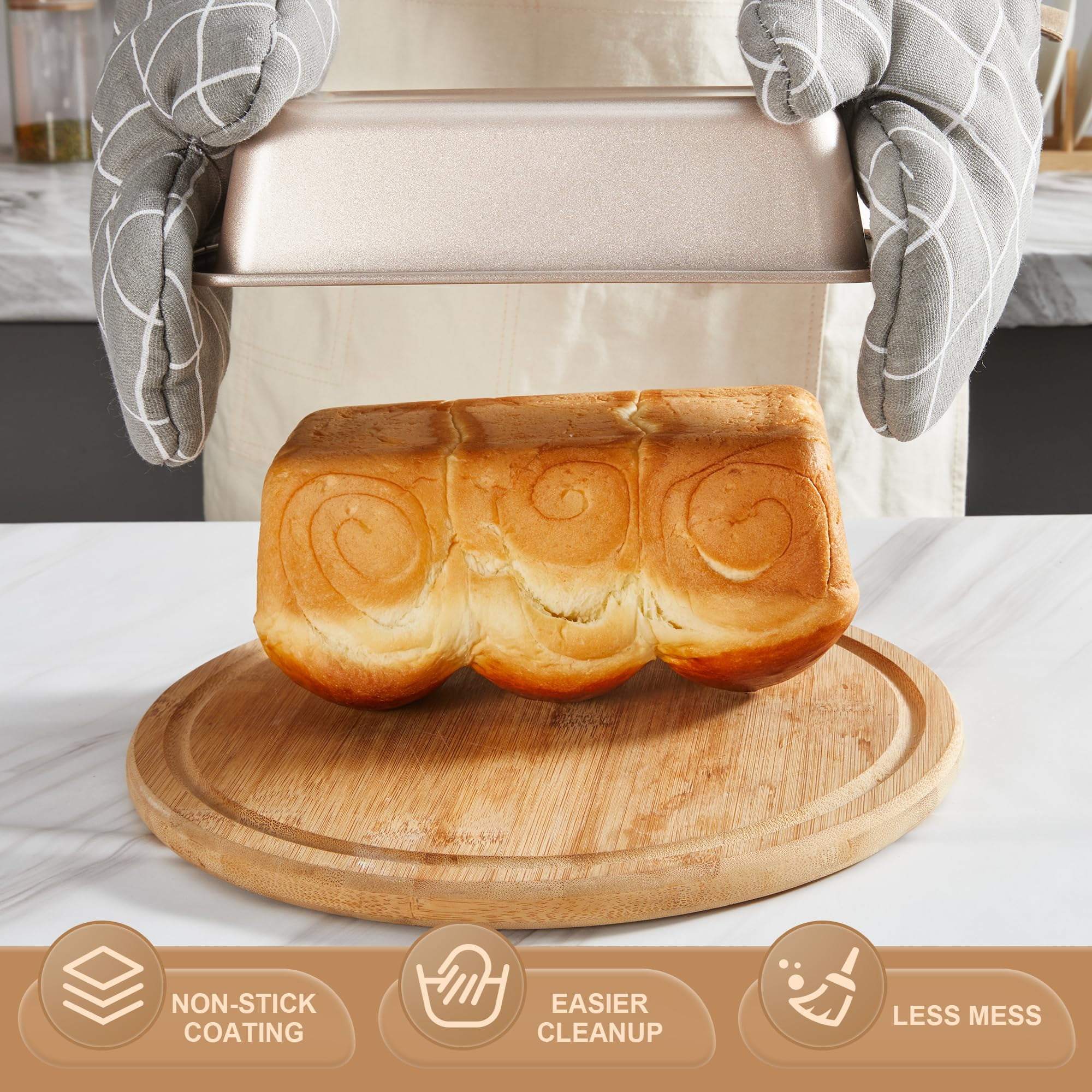 HONGBAKE Bakeware Sets, Baking Pans Set, Nonstick Oven Pan for Kitchen with Wider Grips, 10 Pieces Including Rack, Cookie Sheet, Cake Pans, Loaf Pan, Muffin Pan, Pizza Pan - Grey - Image 22