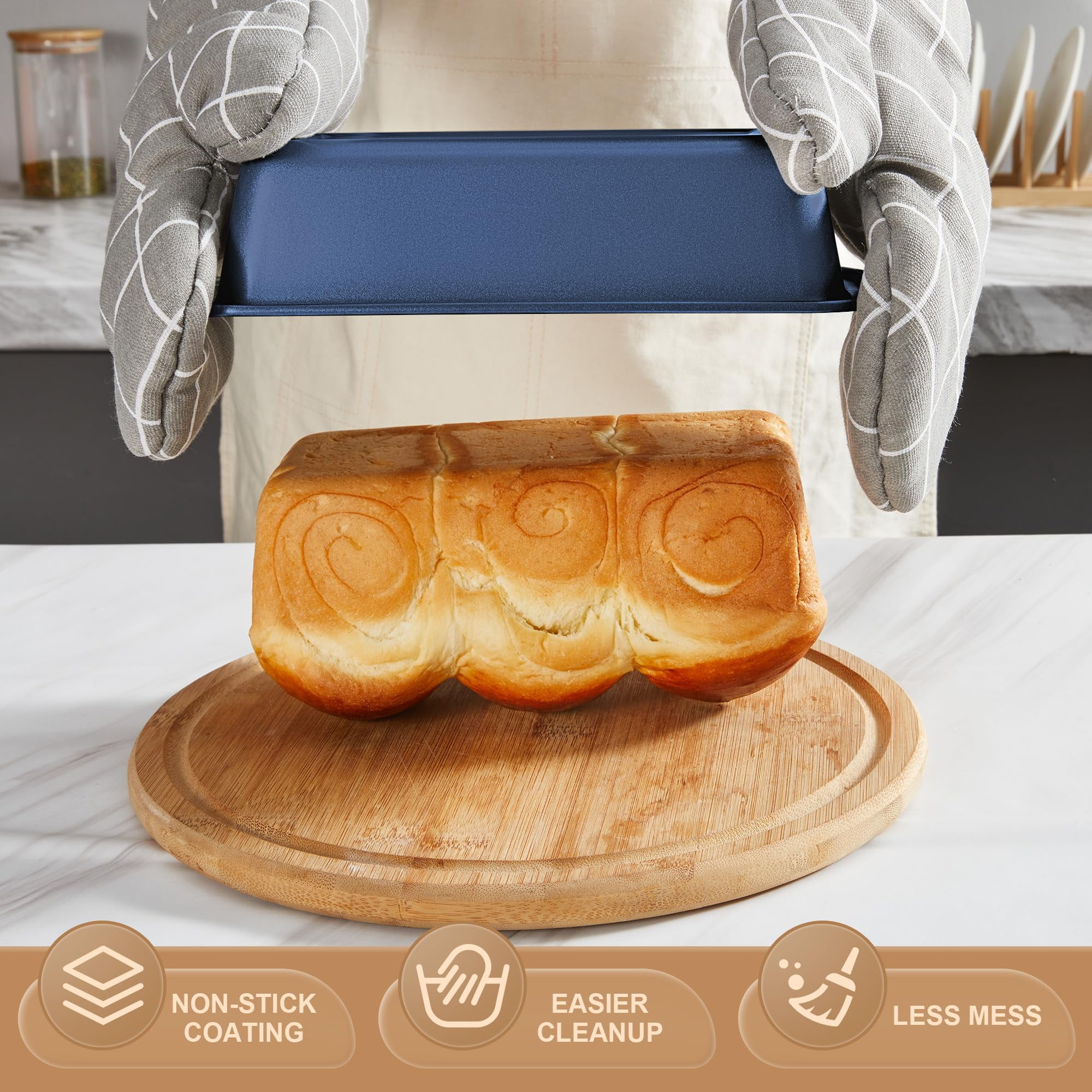 HONGBAKE Bakeware Sets, Baking Pans Set, Nonstick Oven Pan for Kitchen with Wider Grips, 10 Pieces Including Rack, Cookie Sheet, Cake Pans, Loaf Pan, Muffin Pan, Pizza Pan - Grey - Image 31