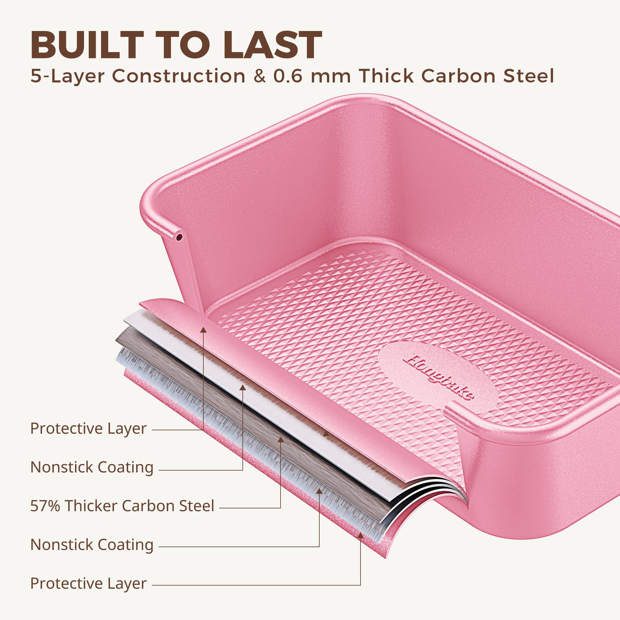 HONGBAKE Bakeware Sets, Baking Pans Set, Nonstick Oven Pan for Kitchen with Wider Grips, 10 Pieces Including Rack, Cookie Sheet, Cake Pans, Loaf Pan, Muffin Pan, Pizza Pan - Grey - Image 33