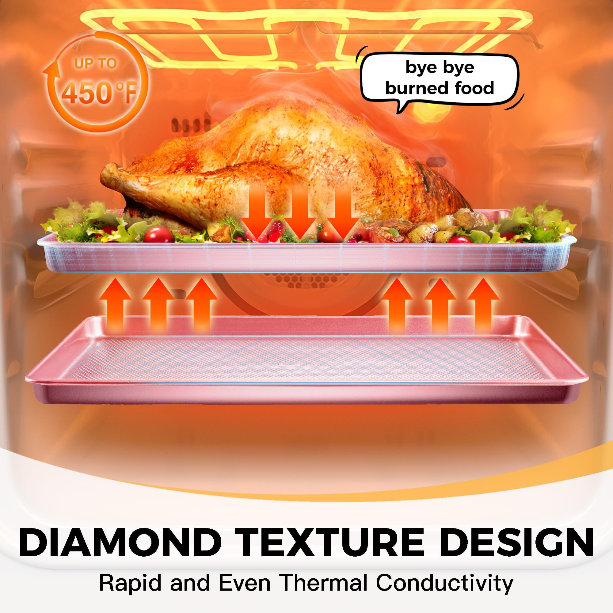 HONGBAKE Bakeware Sets, Baking Pans Set, Nonstick Oven Pan for Kitchen with Wider Grips, 10 Pieces Including Rack, Cookie Sheet, Cake Pans, Loaf Pan, Muffin Pan, Pizza Pan - Grey - Image 40