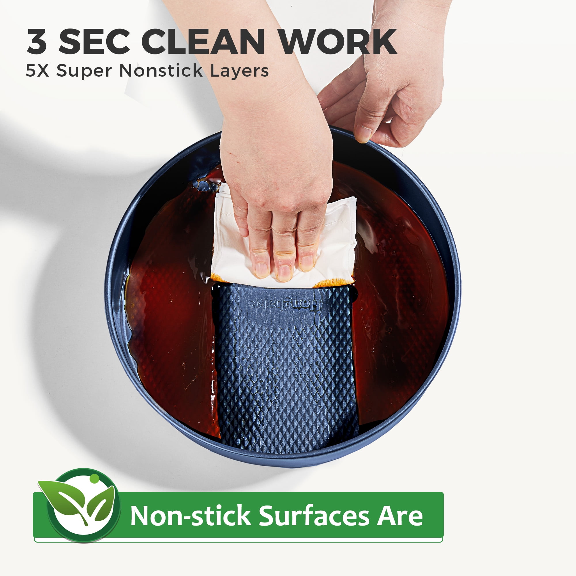 HONGBAKE Bakeware Sets, Baking Pans Set, Nonstick Oven Pan for Kitchen with Wider Grips, 10 Pieces Including Rack, Cookie Sheet, Cake Pans, Loaf Pan, Muffin Pan, Pizza Pan - Grey - Image 65