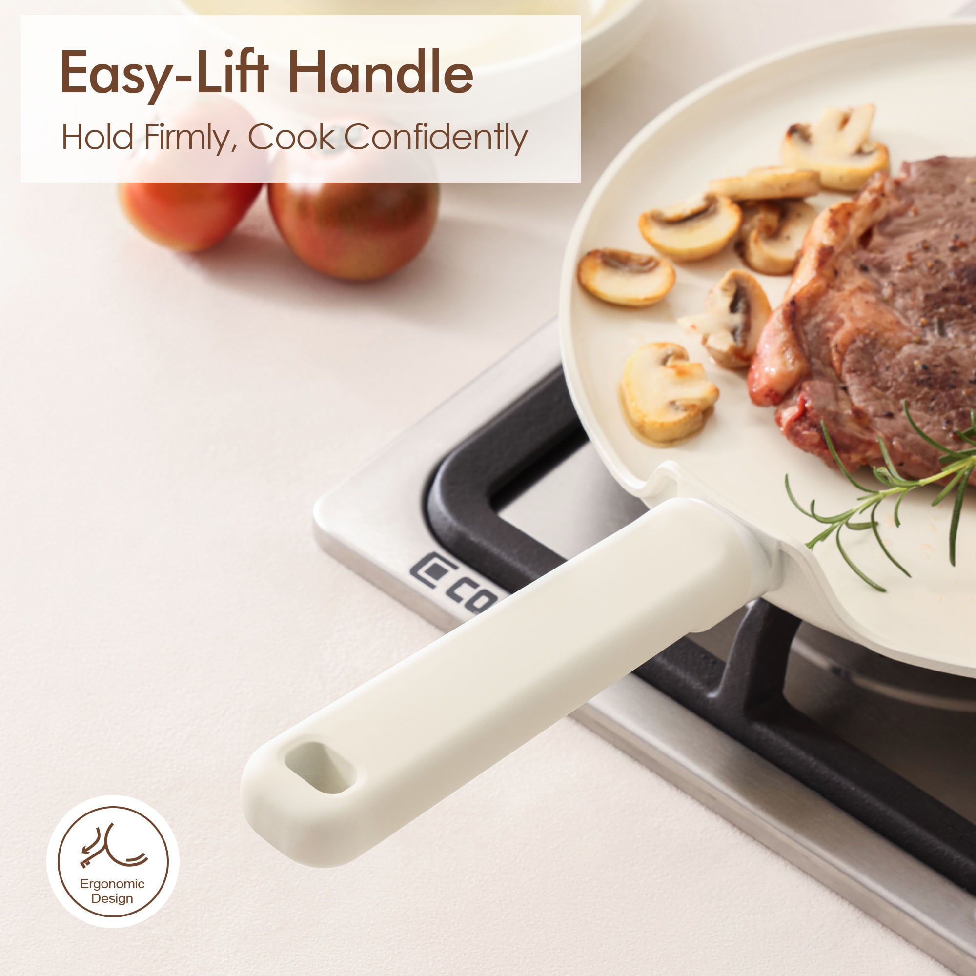 SENSARTE Ceramic 11'' Nonstick Crepe Pan with Spreader, Dosa Pan Pancake Pan with Anti-Scald Handle, Induction Compatible, Easy to Clean, White - Image 4