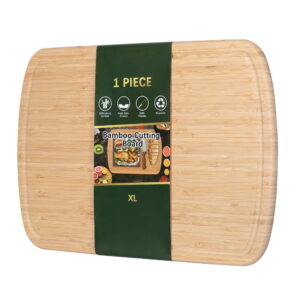 FungYuan 12x18 Kitchen Cutting Board-Bamboo Wood Kitchen Chopping Board, Butcher Block with Juice Groove