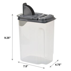 Mainstays 3.5 QT Plastic Food Dispenser, Clear with Gray Lid (1 Each) 7.5" L x 3.75" W x 9.25" H, Designed to Help with Kitchen Organization and Accessibility